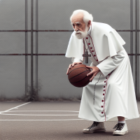 Le pape François jouant au basket