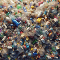 Générer une photo réaliste d'un tas de déchets plastiques en gros plan et très détaillé