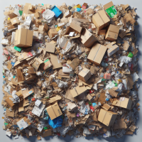 Générer une photo réaliste d'un tas de déchets d'emballage en carton en gros plan et très détaillé